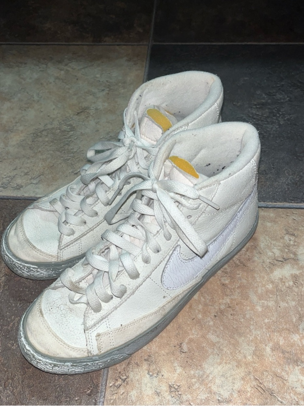 Nike White High-Top Sneakers with Light Gray Sole